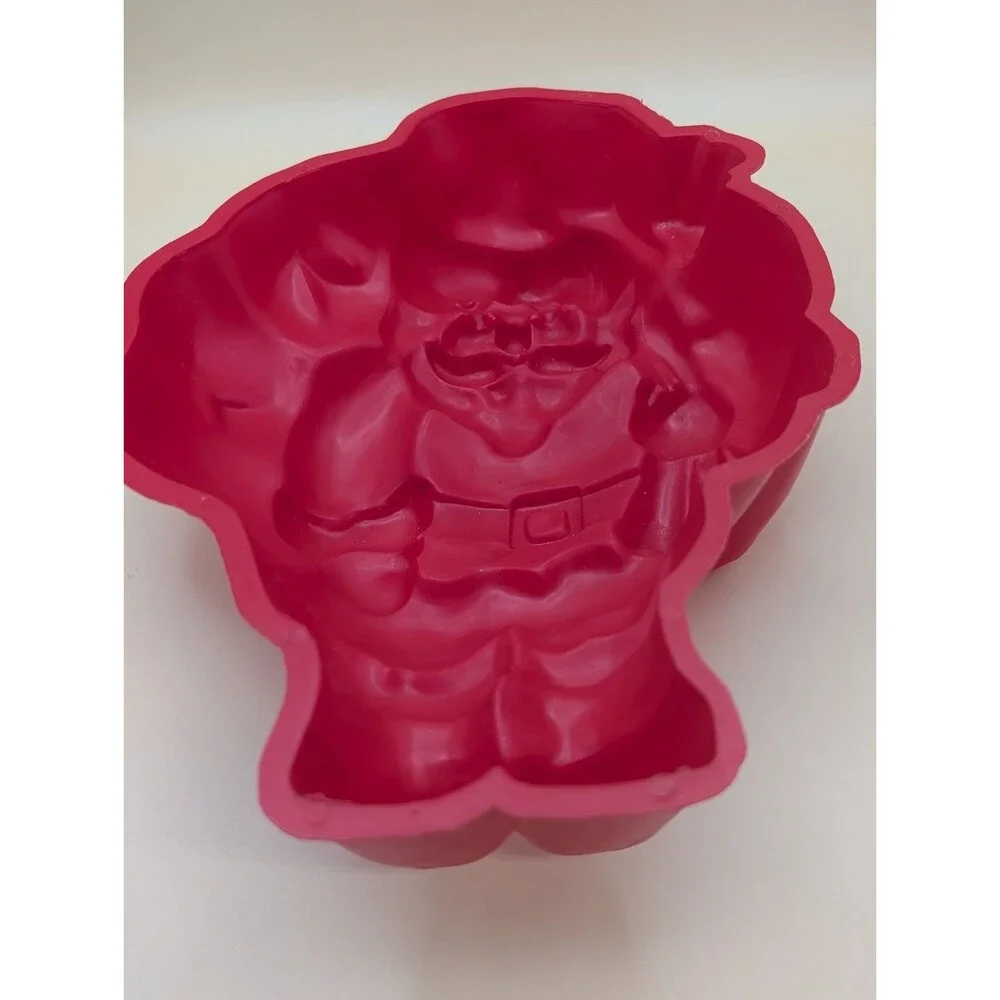 Jell-O Red Santa Claus Christmas Mold Embossed Vintage 1980s *Used Worn*